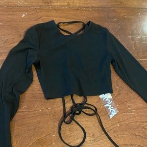 black crossover open back long sleeve